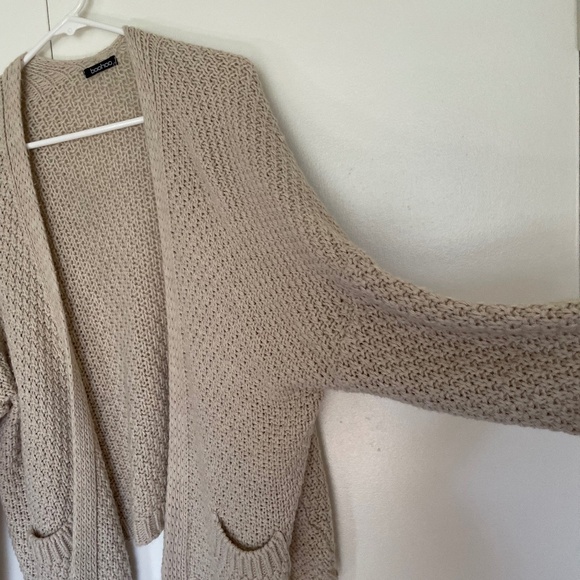 Boohoo Tan/Beige Boho Knit Cardigan Size M/L - Picture 6 of 15